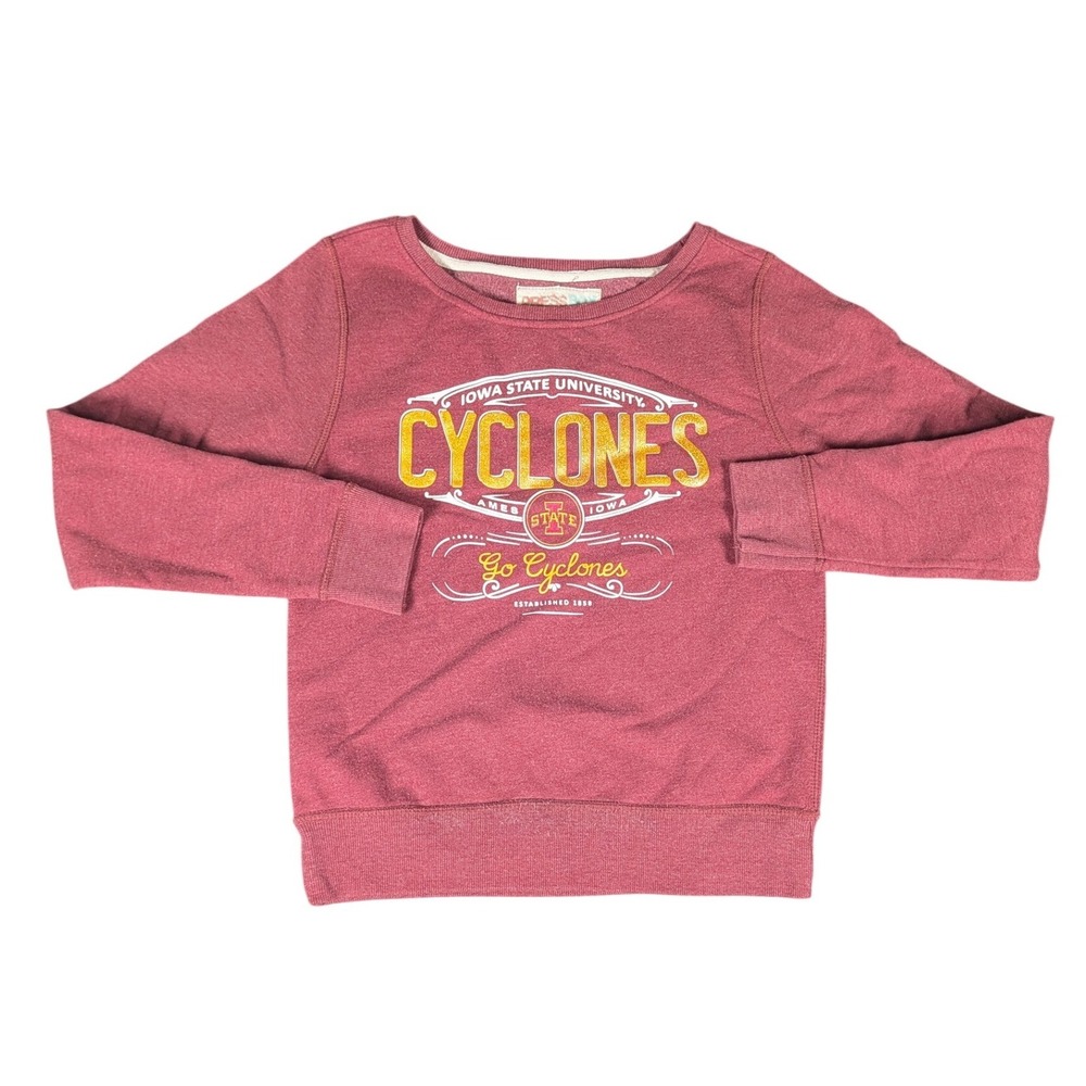 Pressbox Iowa State University Cyclones Sweatshirt Burgundy Glitter Graphic S